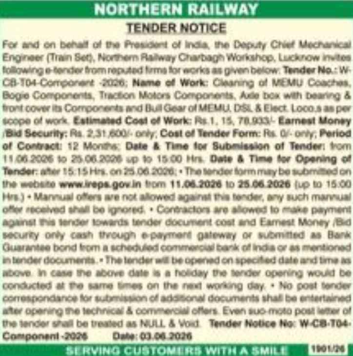 🚆 Northern Railway – Maintenance Services Tender