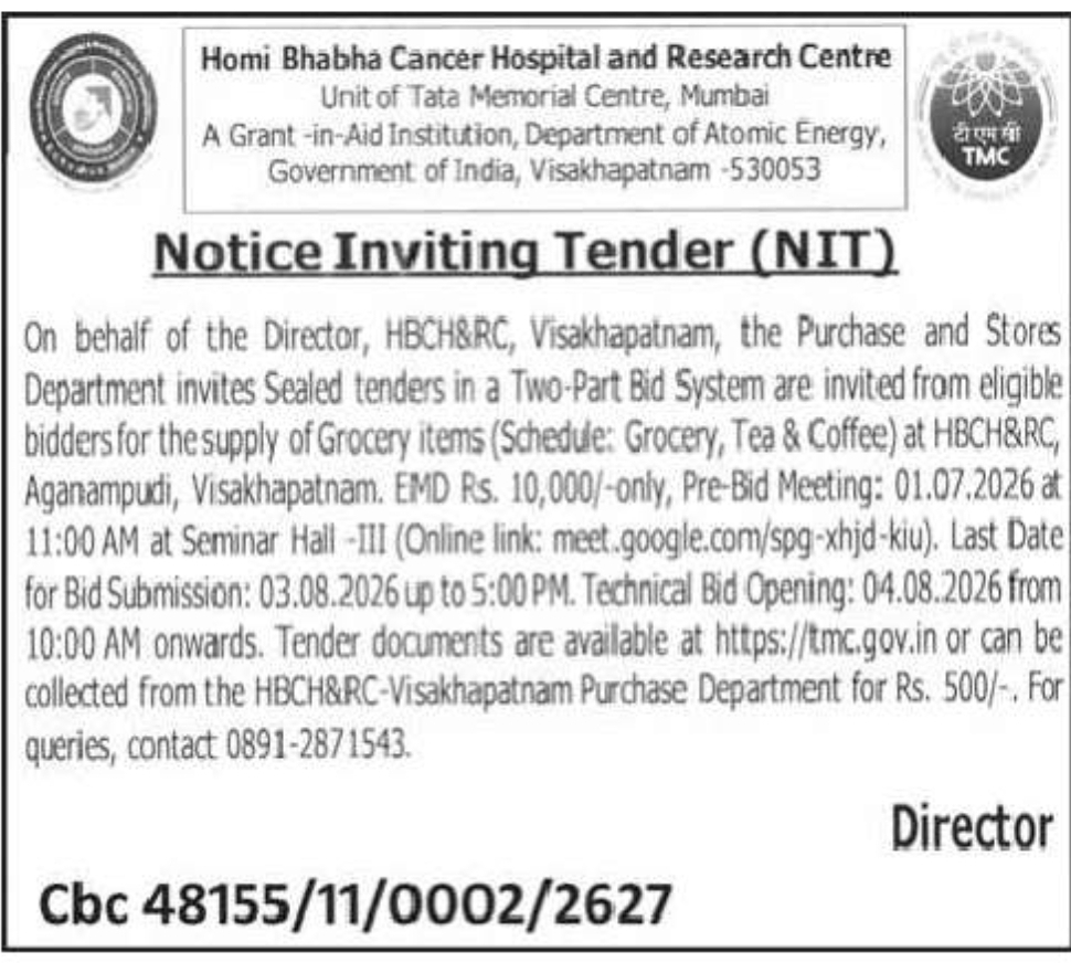 📢 NOTICE INVITING TENDER (NIT)