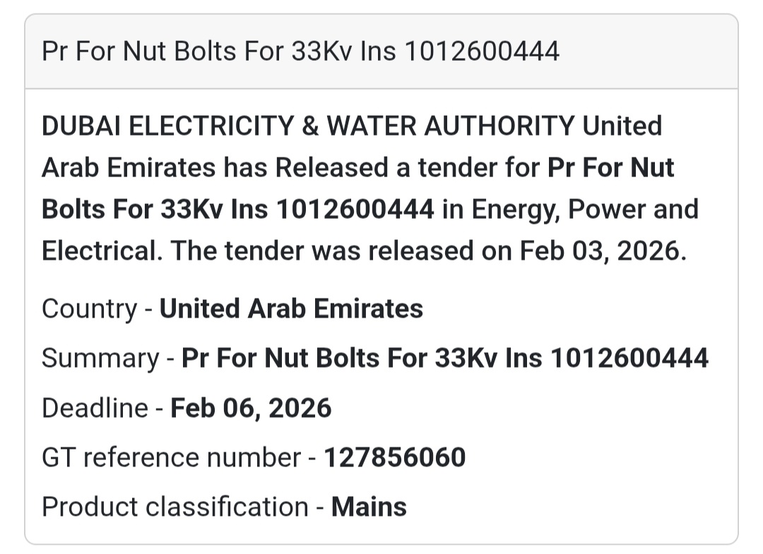 🔩 Nut Bolts for 33kV Installations Energy & Electrical | UAE 🇦🇪