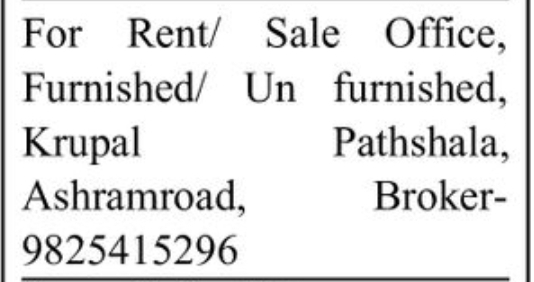 🏢 Office for Rent / Sale – Krupal Pathshala, Ashram Road