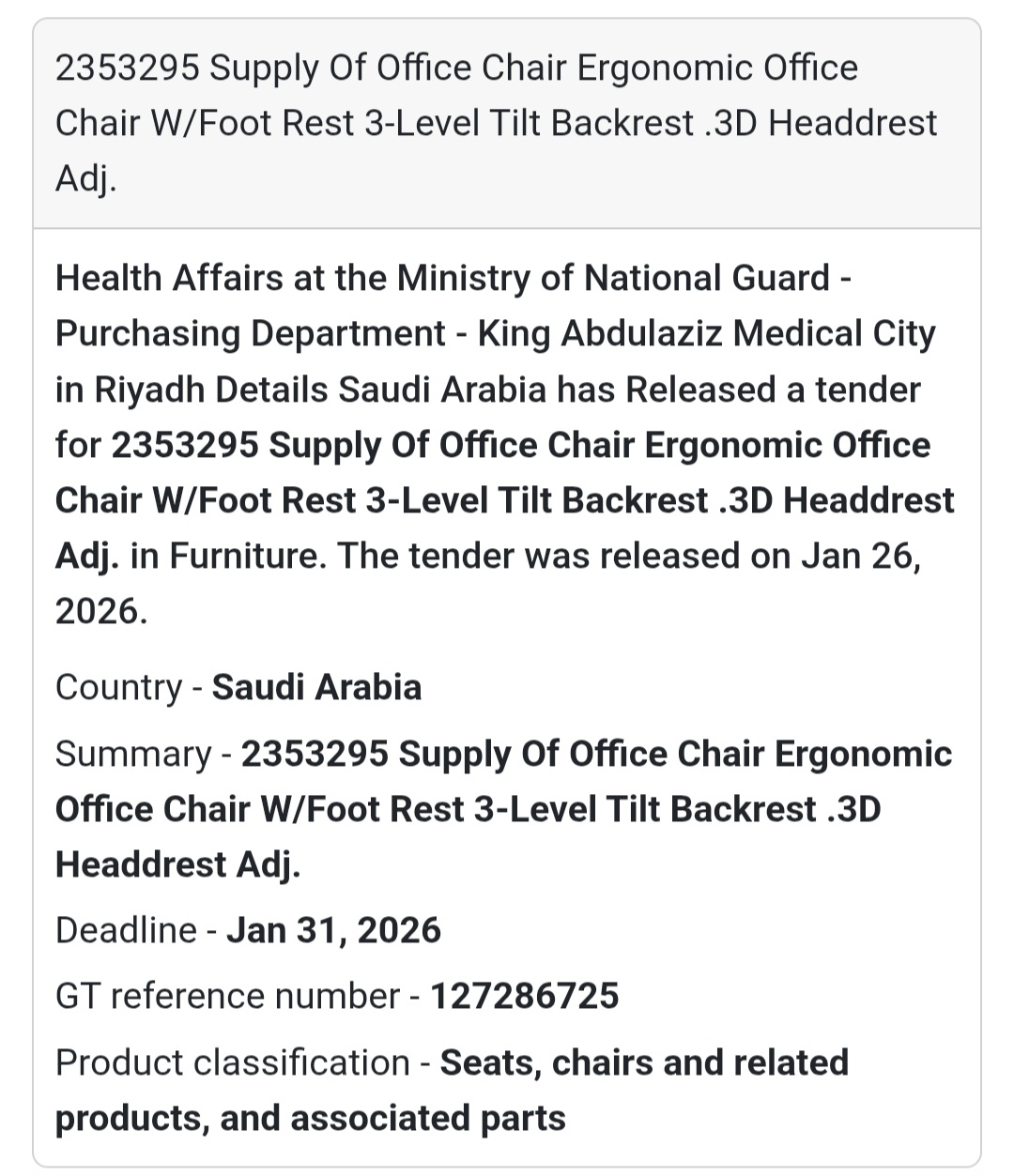 🪑 Office Furniture – Ergonomic Office Chair