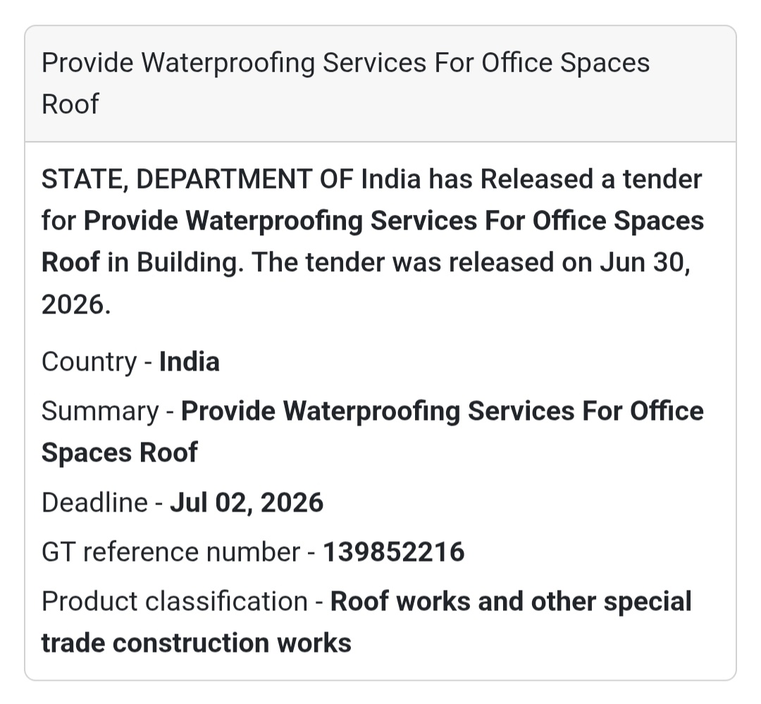 🏠 Office Roof Waterproofing Services Tender – Malaysia