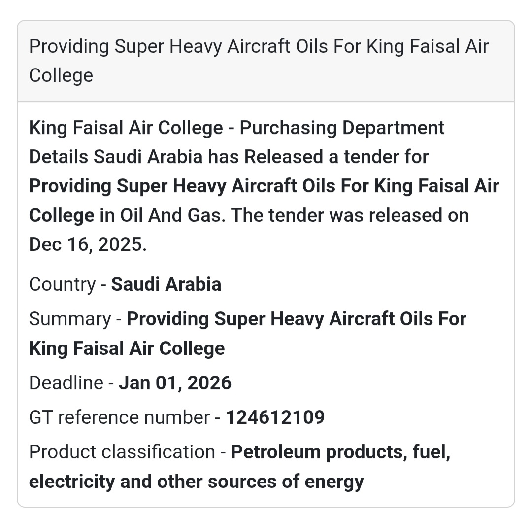 🔔 Oil & Energy Tender | Saudi Arabia 🇸🇦