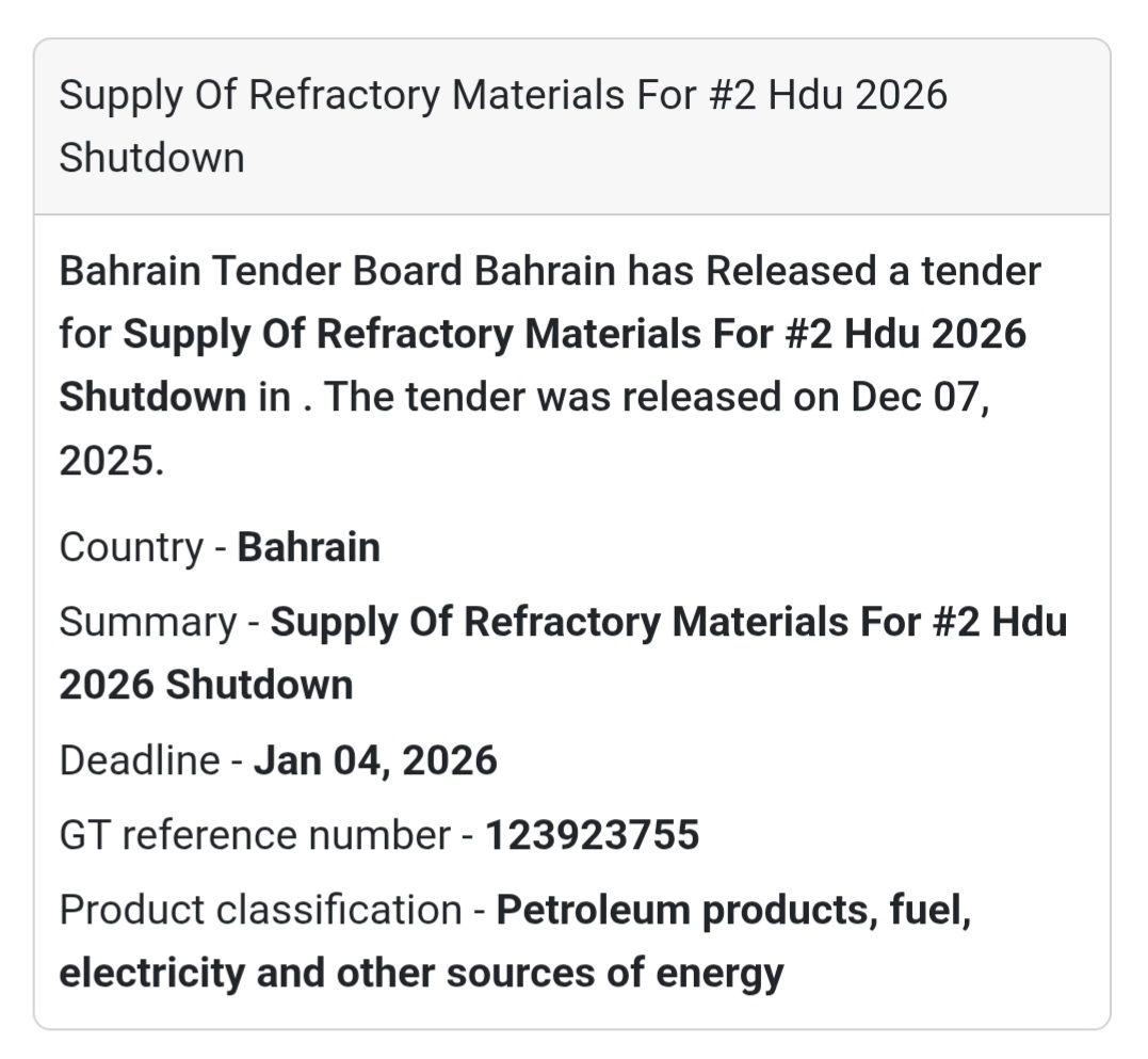 🚨 Oil & Gas Shutdown Tender – Bahrain 🇧🇭🔥