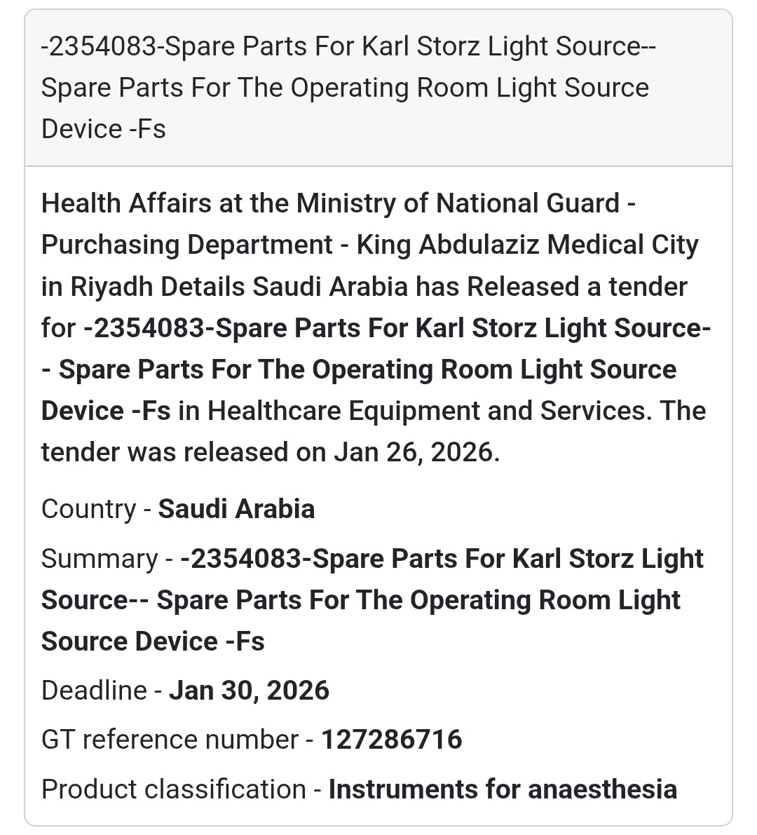 💡 Operating Room Equipment – Karl Storz Light Source Parts