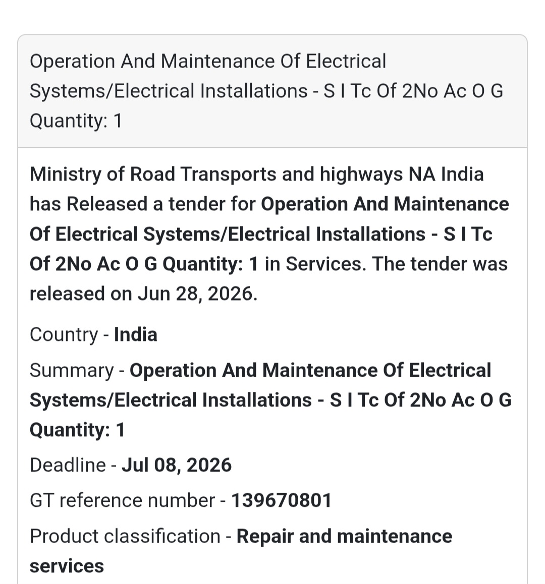 ⚡ Operation & Maintenance of Electrical Systems | India 🇮🇳