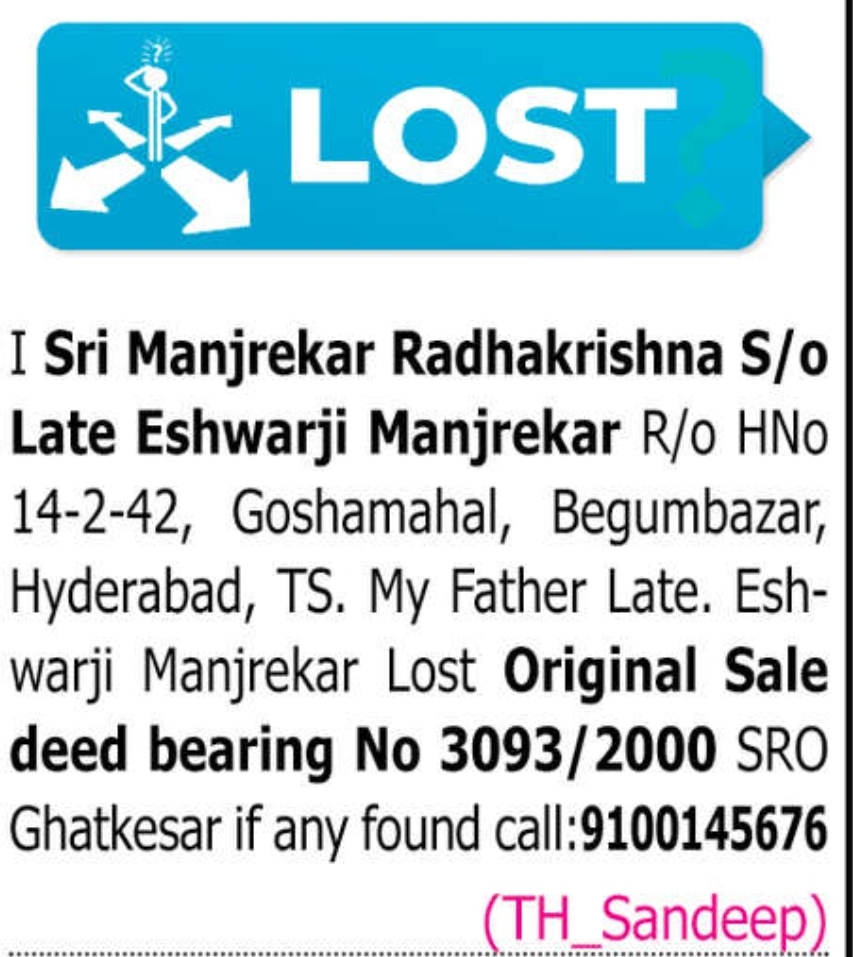 Original Sale Deed Lost