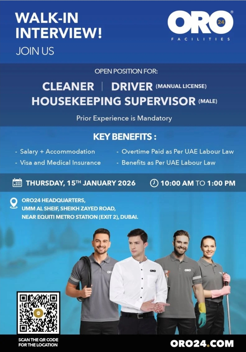 🏢 ORO24 Facilities Walk-In Interview – Dubai