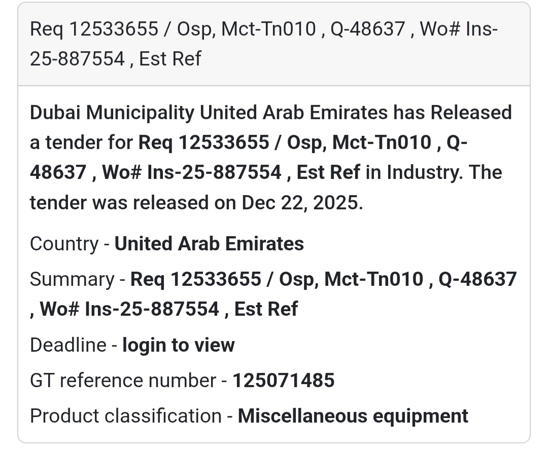 OSP Supply – INS-25-887554 | Dubai Municipality
