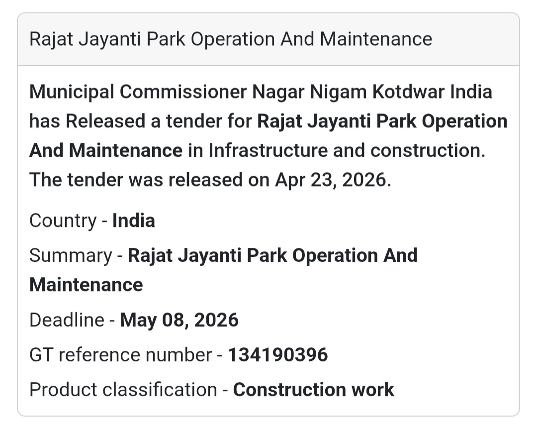🌳 Park Operation & Maintenance – Kotdwar