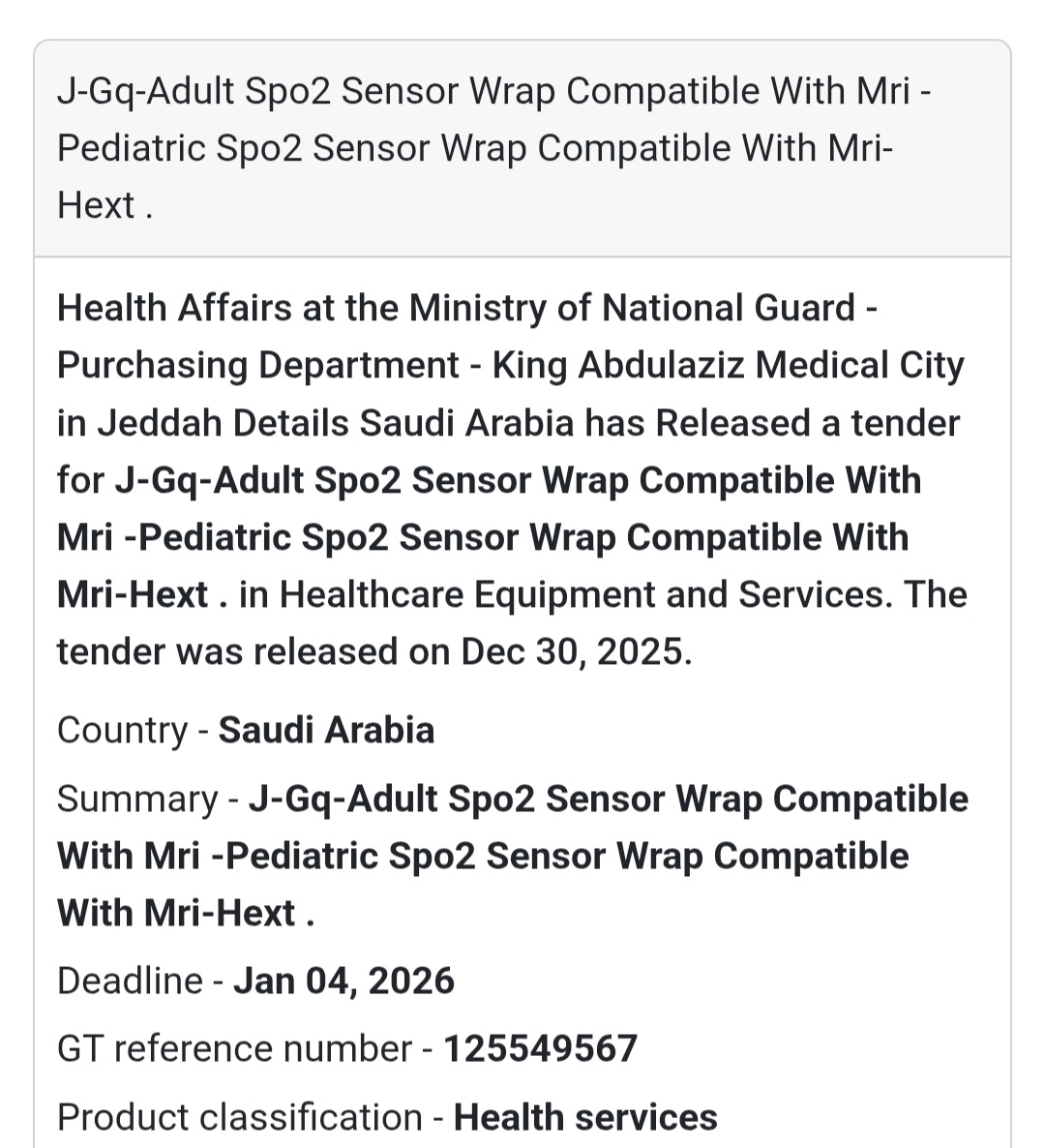 ❤️ Patient Monitoring Accessories Tender