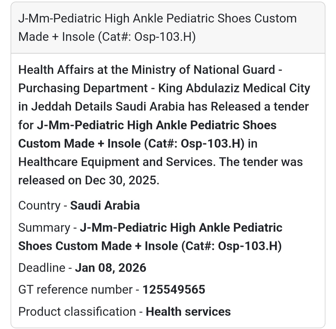 👟 Pediatric Orthopedic Tender