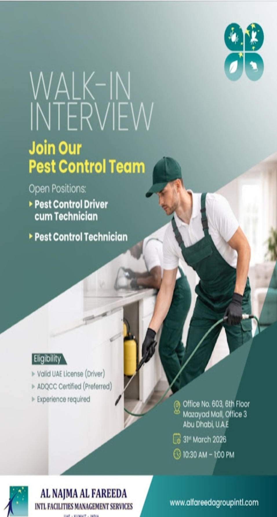 🐜 Pest Control Walk-in Interview – Abu Dhabi