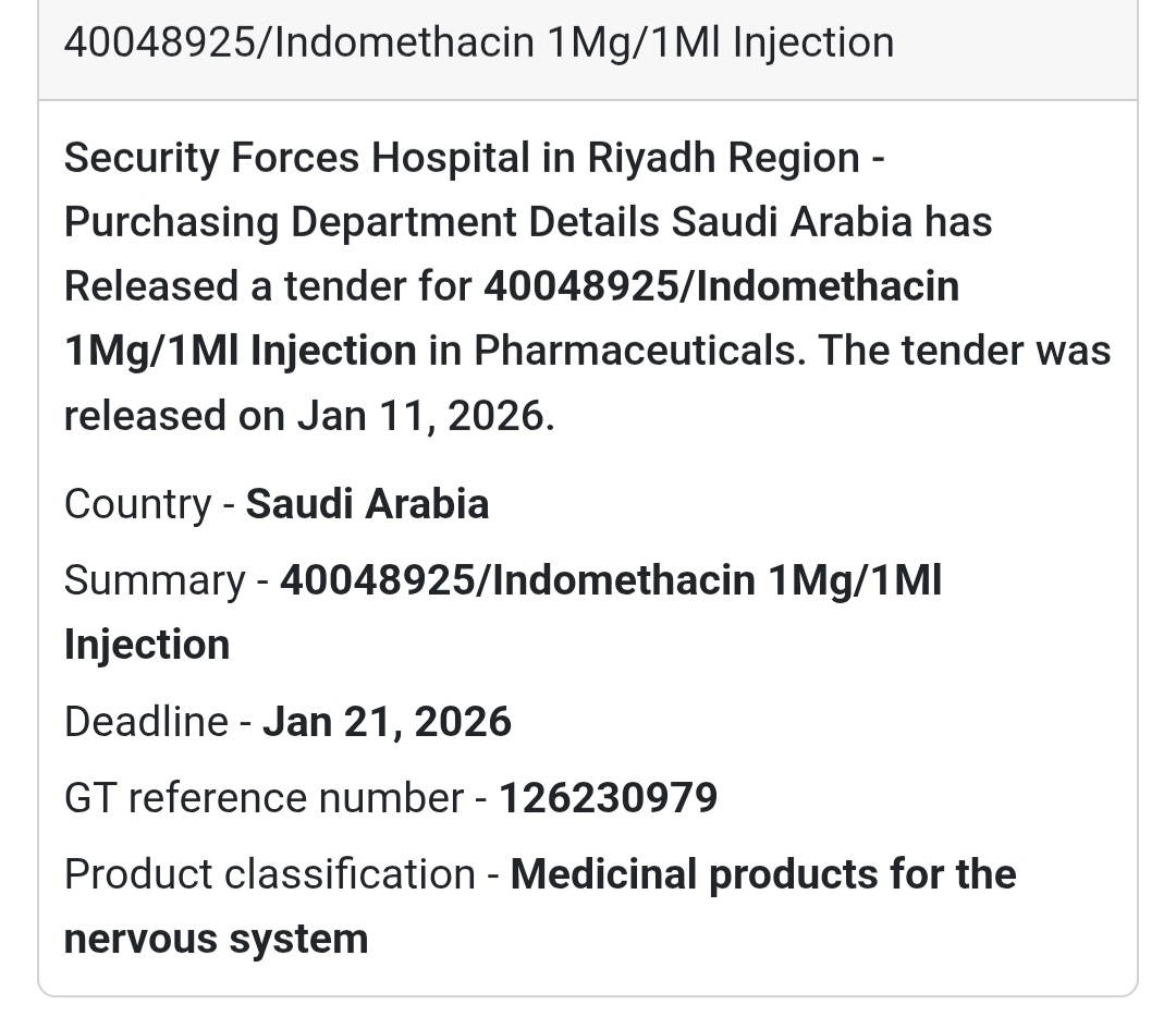 💉 PHARMACEUTICAL SUPPLY – INDOMETHACIN