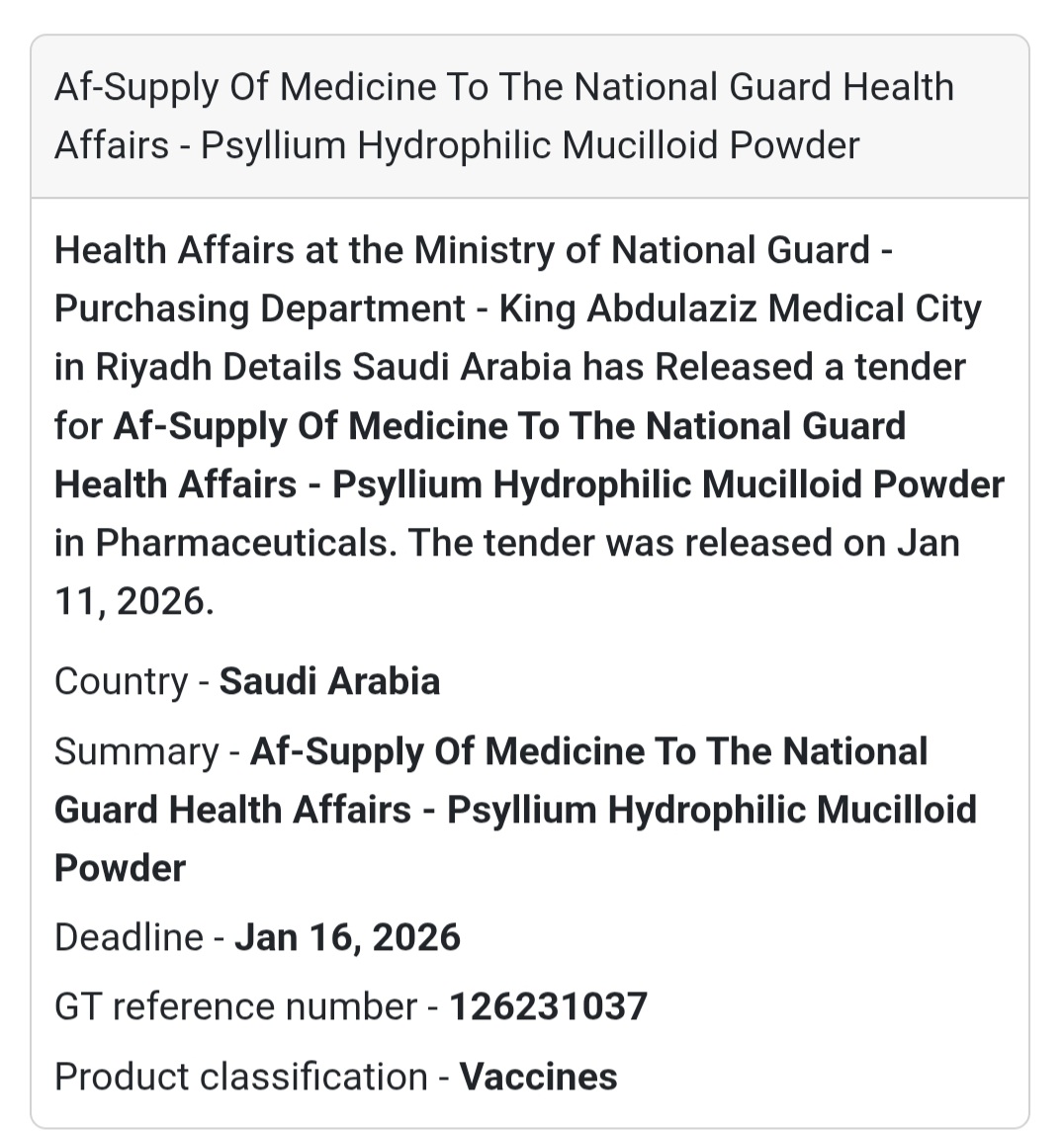 💊 PHARMACEUTICAL SUPPLY – PSYLLIUM POWDER