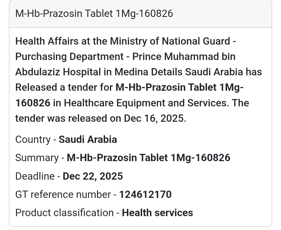 🔔 Pharmaceutical Tender | Saudi Arabia 🇸🇦