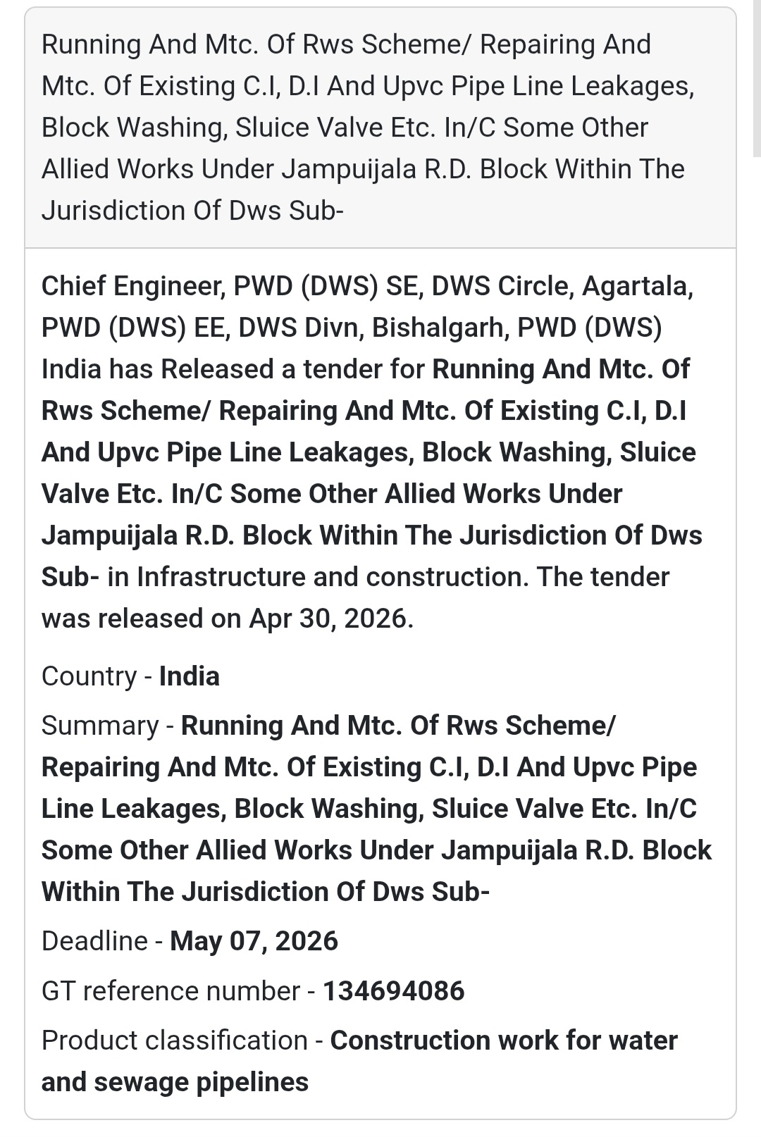 🔧 Pipeline Maintenance Work – Jampuijala
