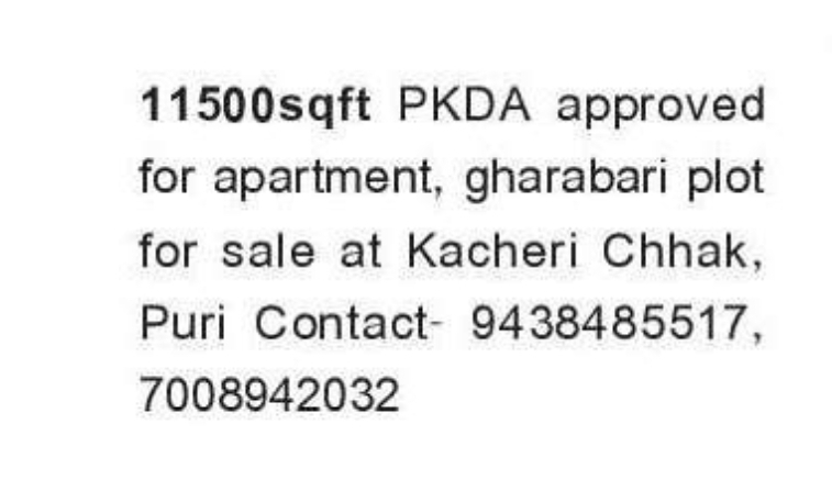 🏞️ PKDA Approved Gharabari Plot for Sale – Kacheri Chhak, Puri, Odisha