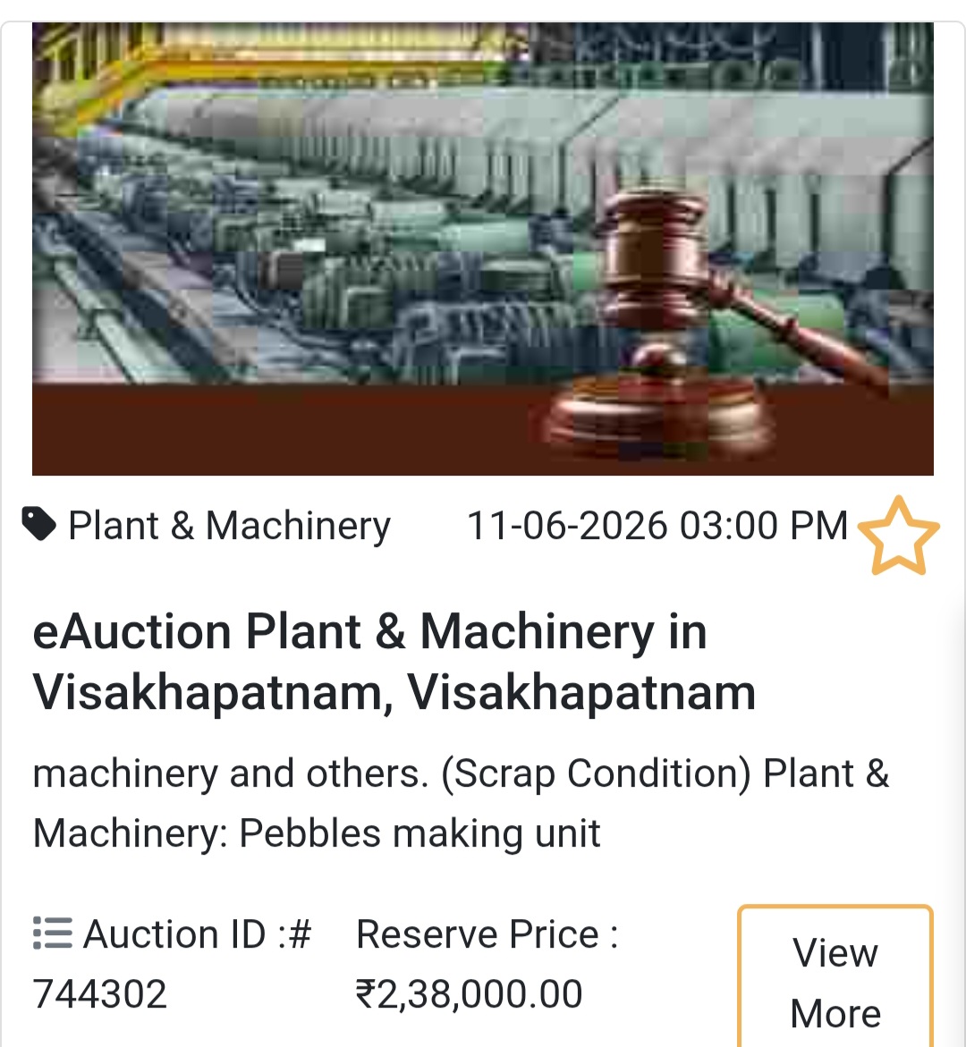 🏭 Plant & Machinery in Visakhapatnam