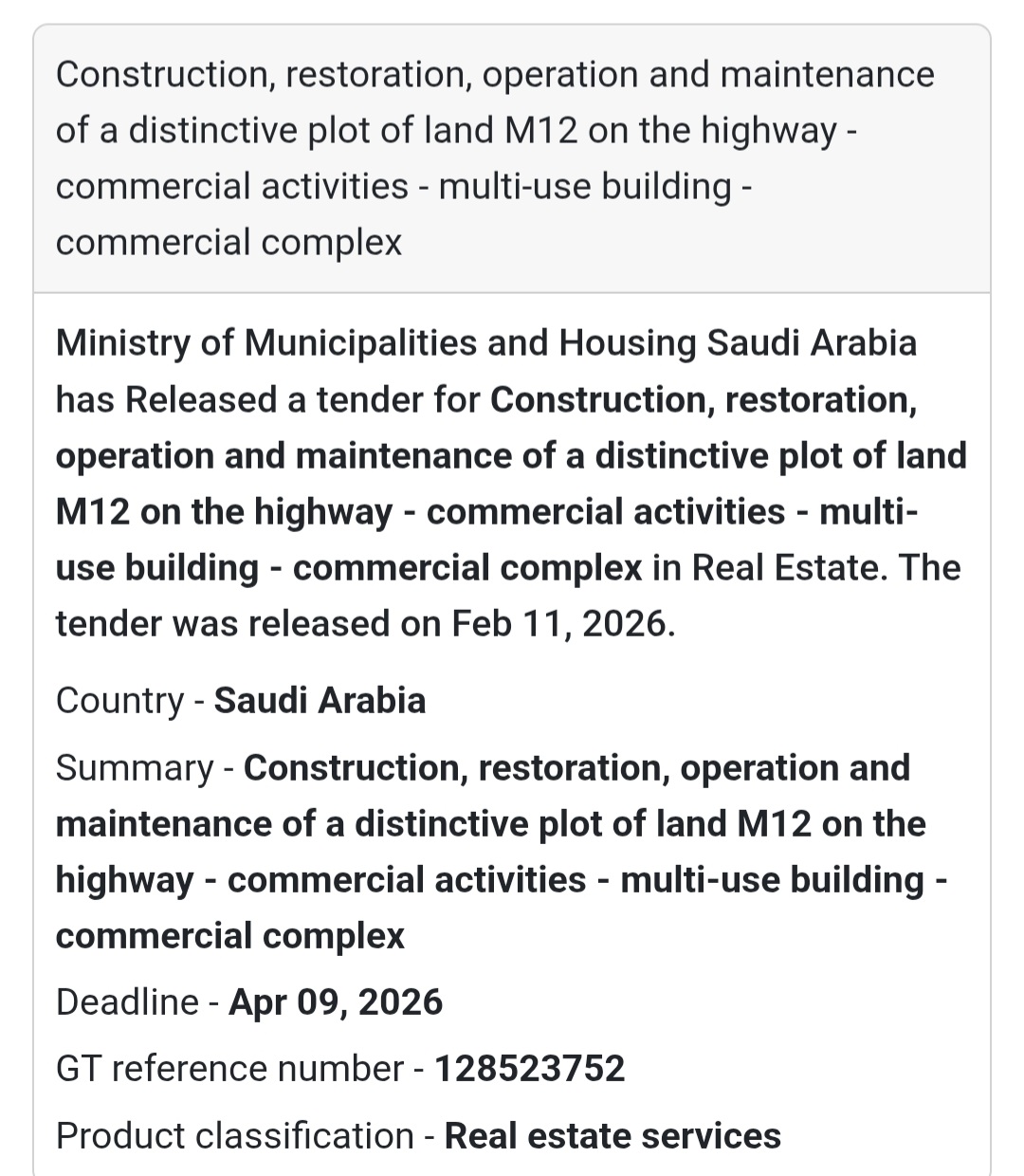 🏬 Plot M12 – Commercial Activities Development