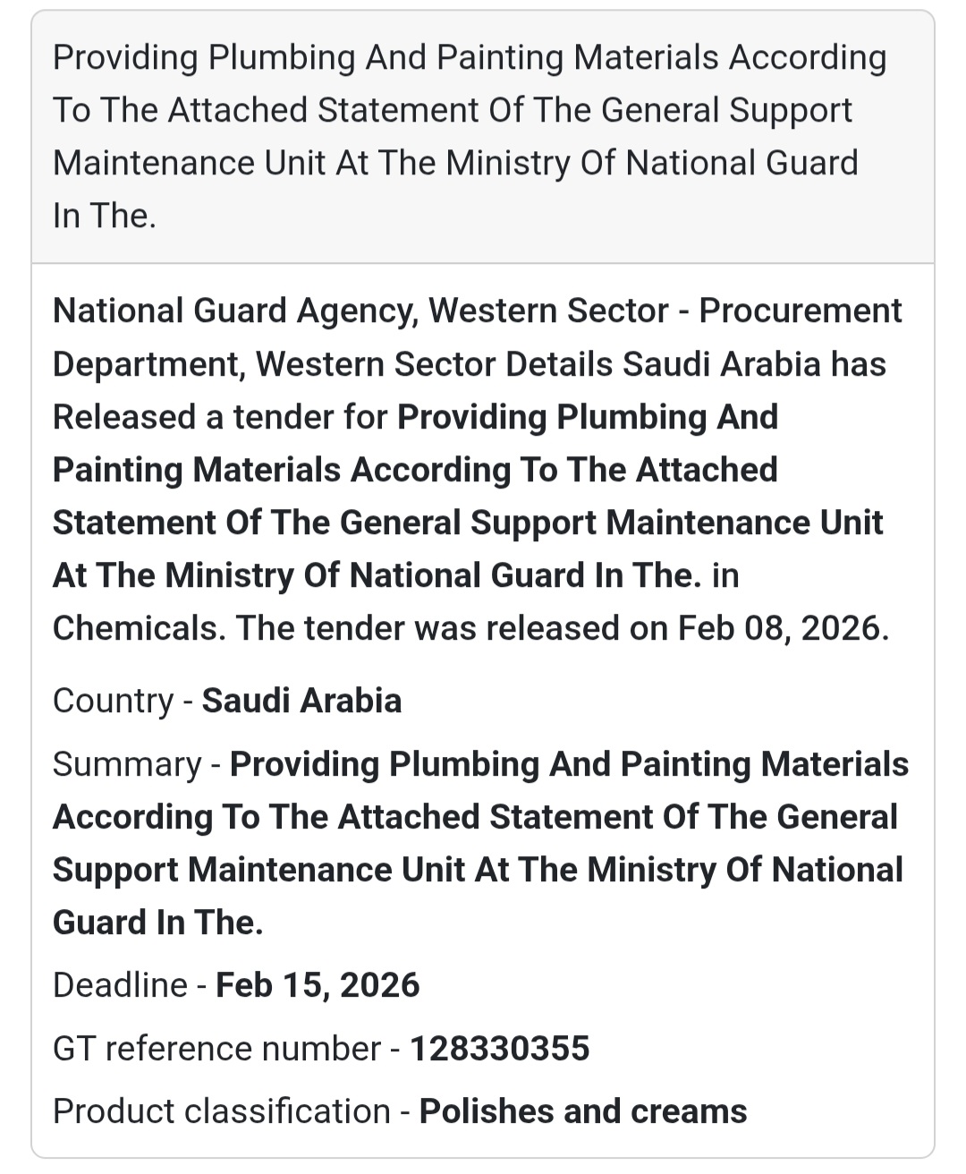 🔧 Plumbing & Painting Materials – National Guard