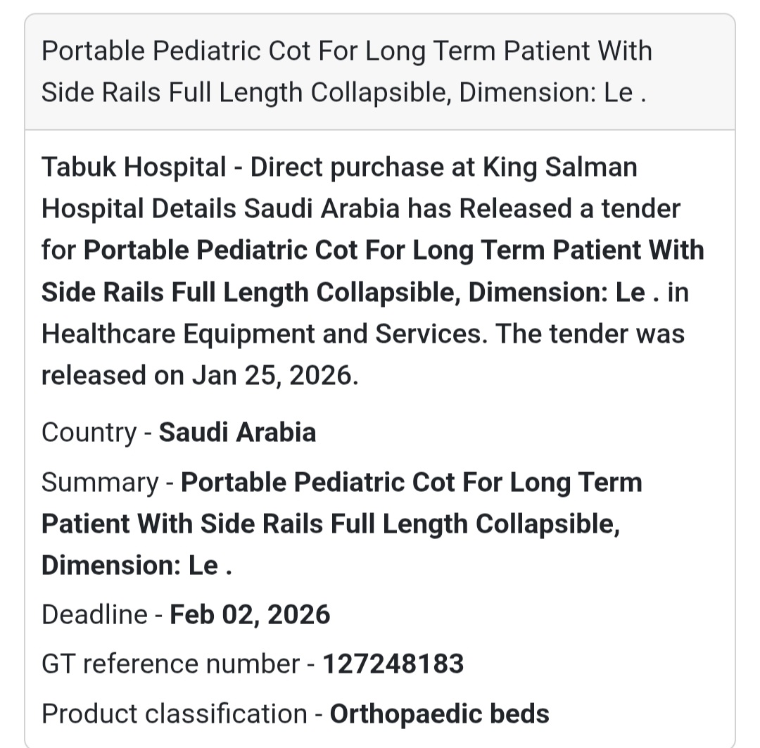 🛏️ Portable Pediatric Cot – Tabuk Hospital