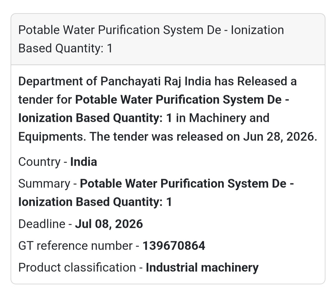 💧 Potable Water Purification System (De-Ionization Based) | India 🇮🇳