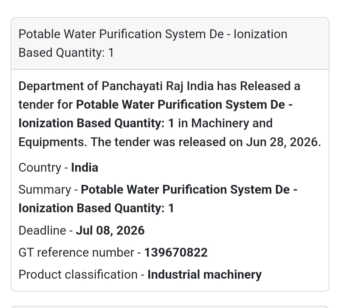 💧 Potable Water Purification System (De-Ionization Based) | India 🇮🇳