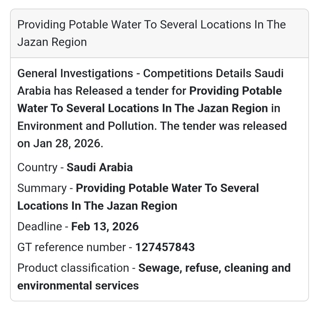 🚰 Potable Water Supply | Jazan Region
