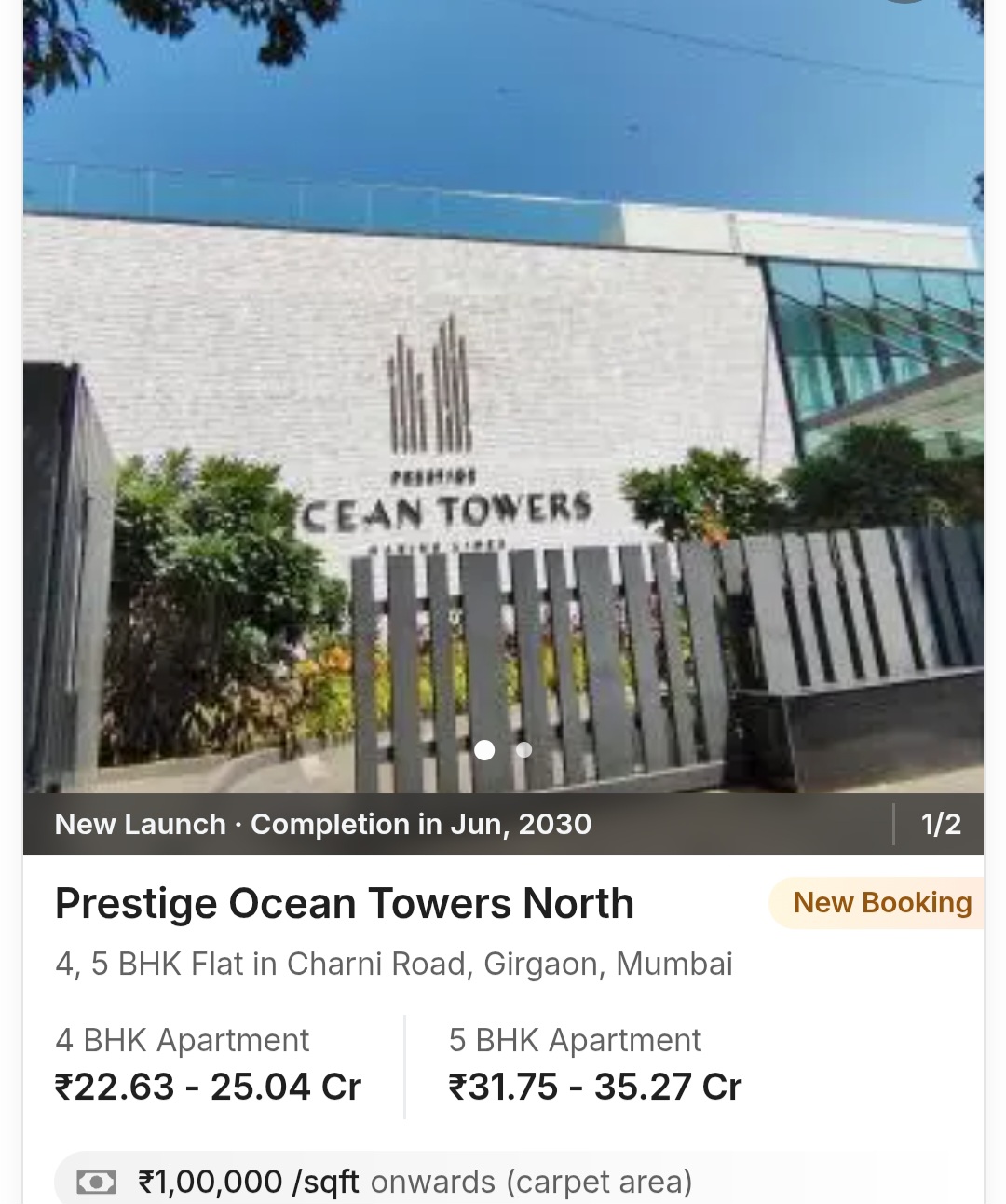 🌊 Prestige Ocean Towers North – Charni Road, Girgaon, Mumbai