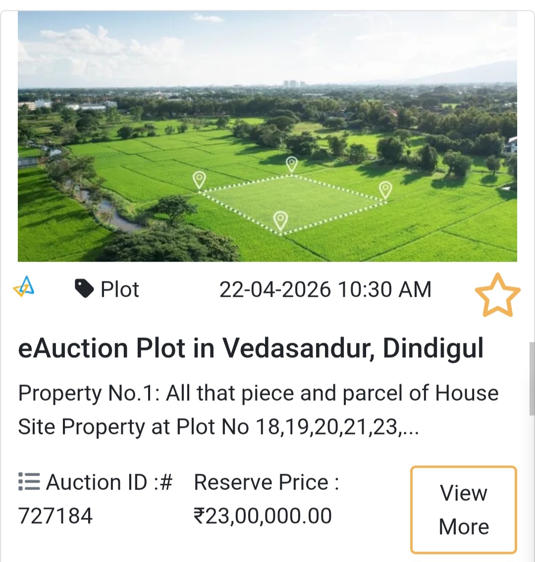 🌿 Prime Plot in Vedasandur, Dindigul – eAuction Deal!