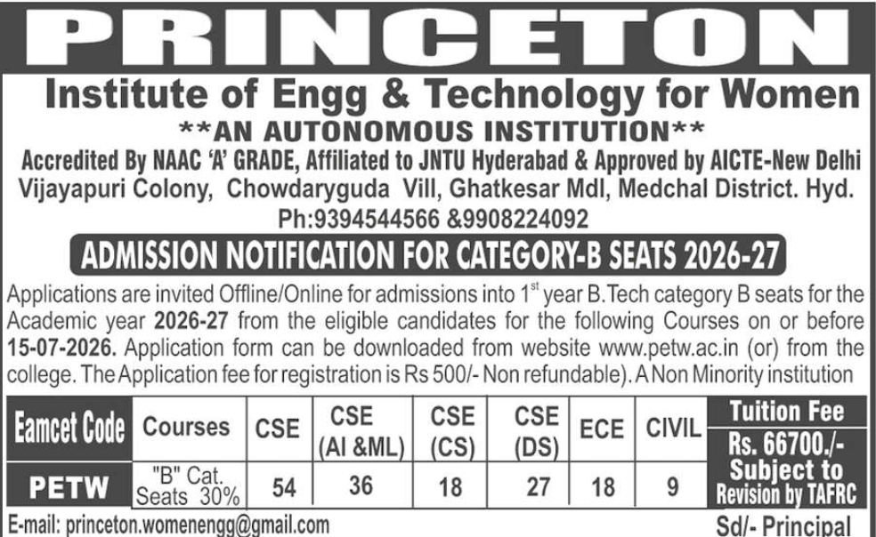 🎓 PRINCETON INSTITUTE OF ENGINEERING & TECHNOLOGY FOR WOMEN