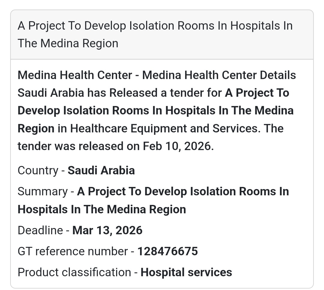 🏥 Project to Develop Isolation Rooms – Medina Region