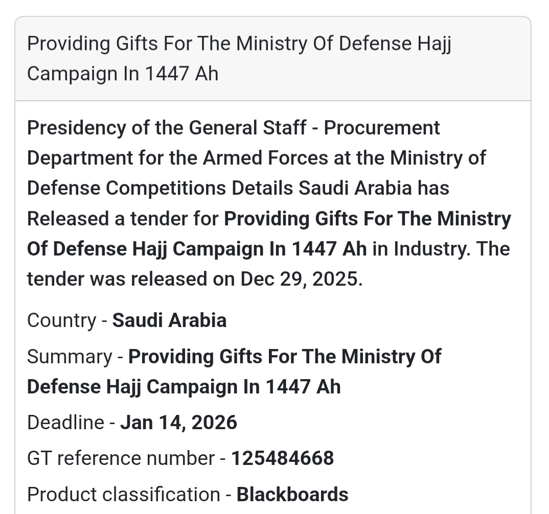 📢 Promotional Gifts Tender – Saudi Arabia 🇸🇦