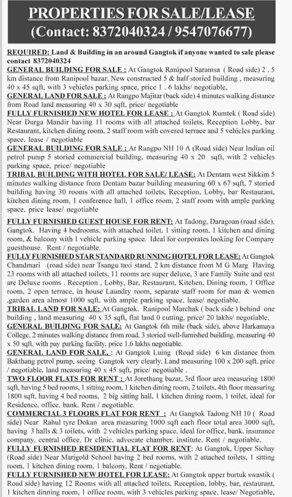 🏢 Properties for Sale & Lease Across Sikkim 🌄