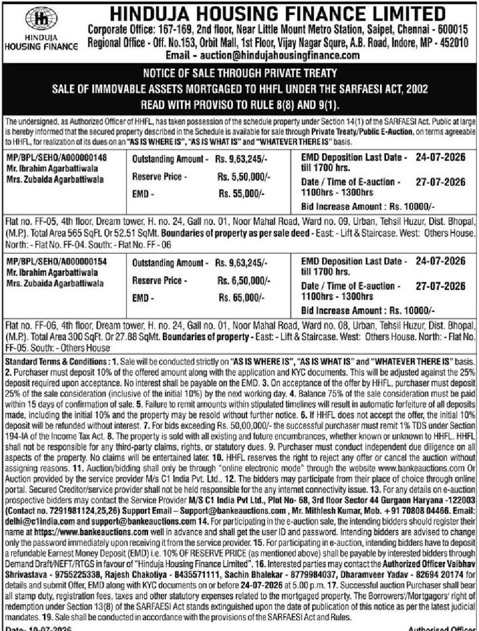 🏦 Property Sale Notice – Hinduja Housing Finance Limited