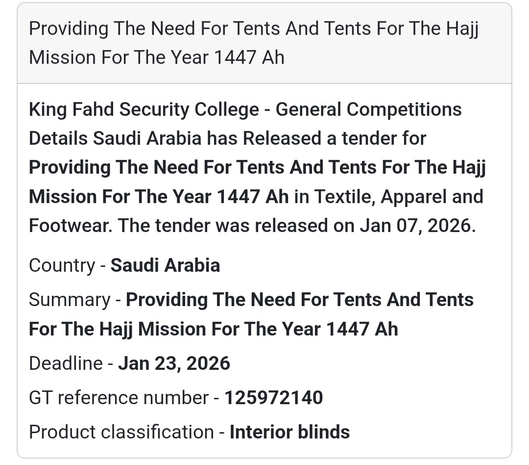🏕️ Providing Tents for Hajj Mission 1447 AH