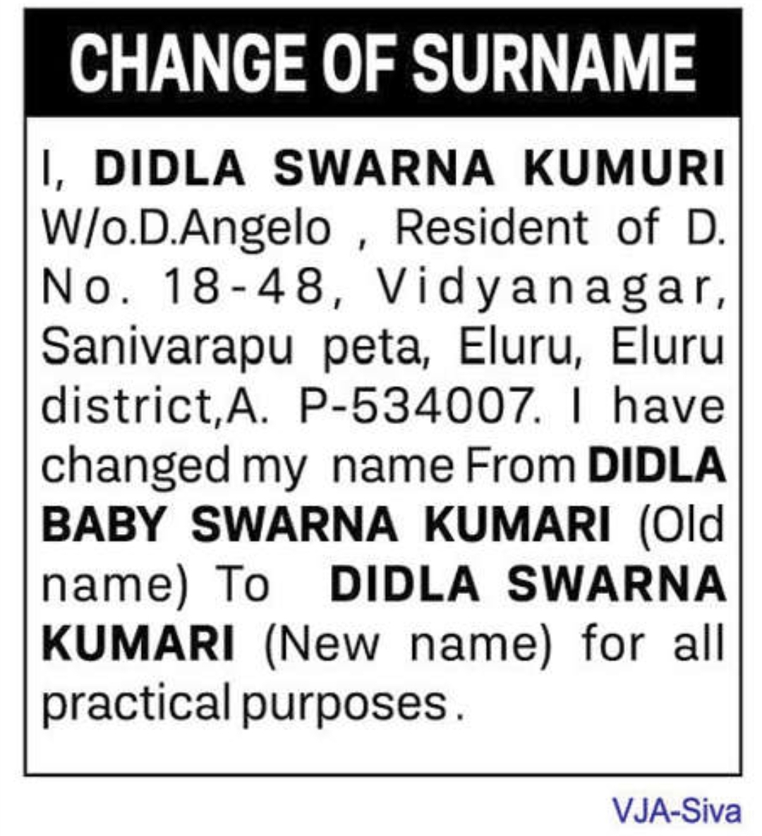 📢 Public Notice – Change of Name