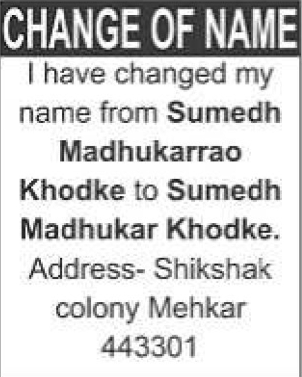 📢 Public Notice – Change of Name