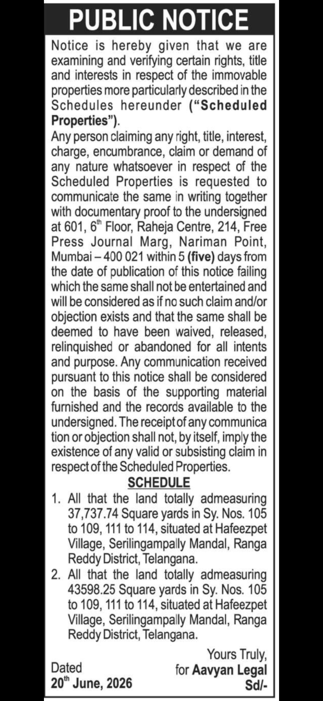 📢 PUBLIC NOTICE – Property Title Verification