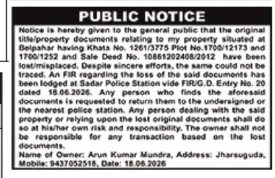 PUBLIC PROPERTY NOTICEN