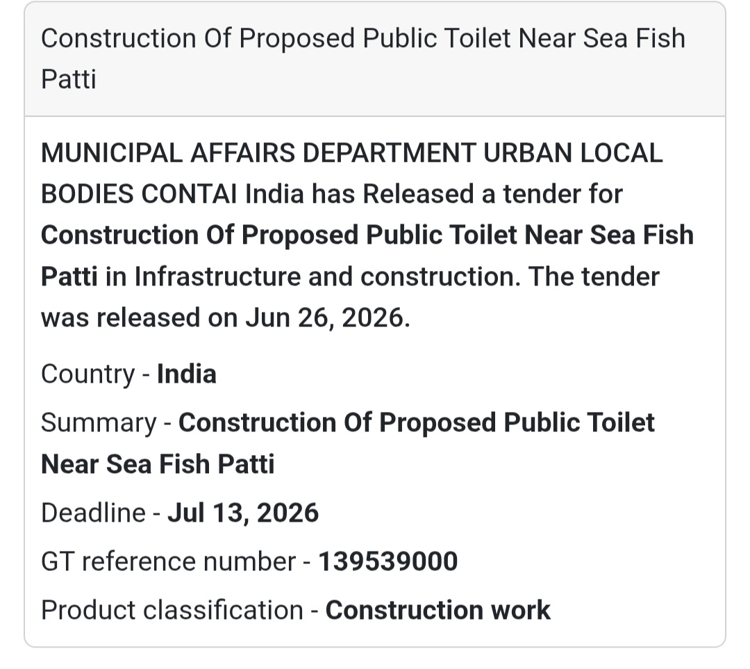Public Toilet Construction near Sea Fish Patti – West Bengal