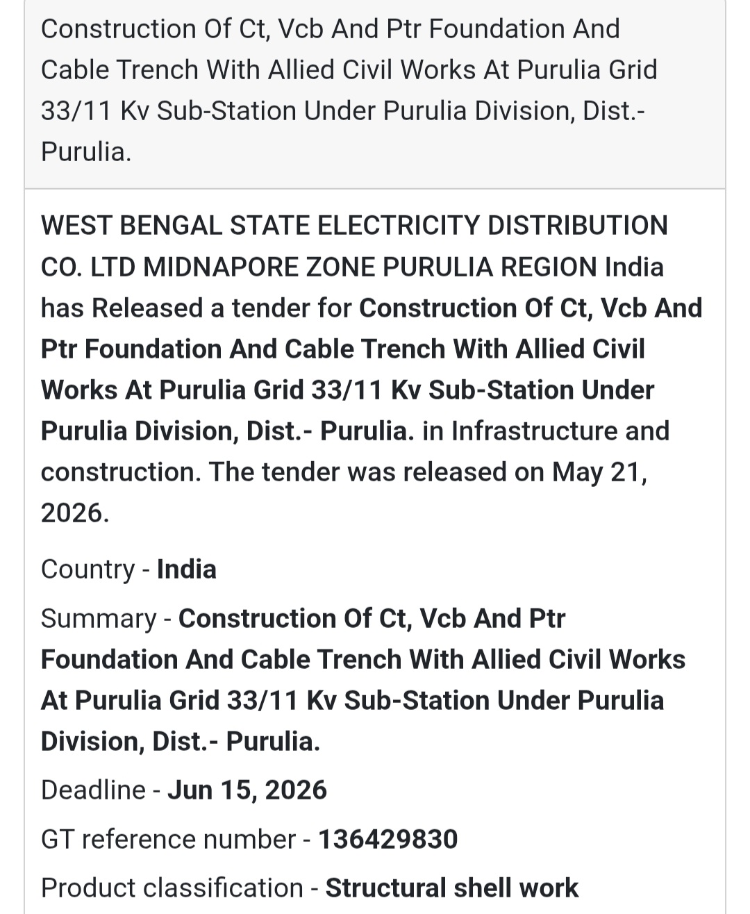 🏢 Purulia Grid Substation Civil Work