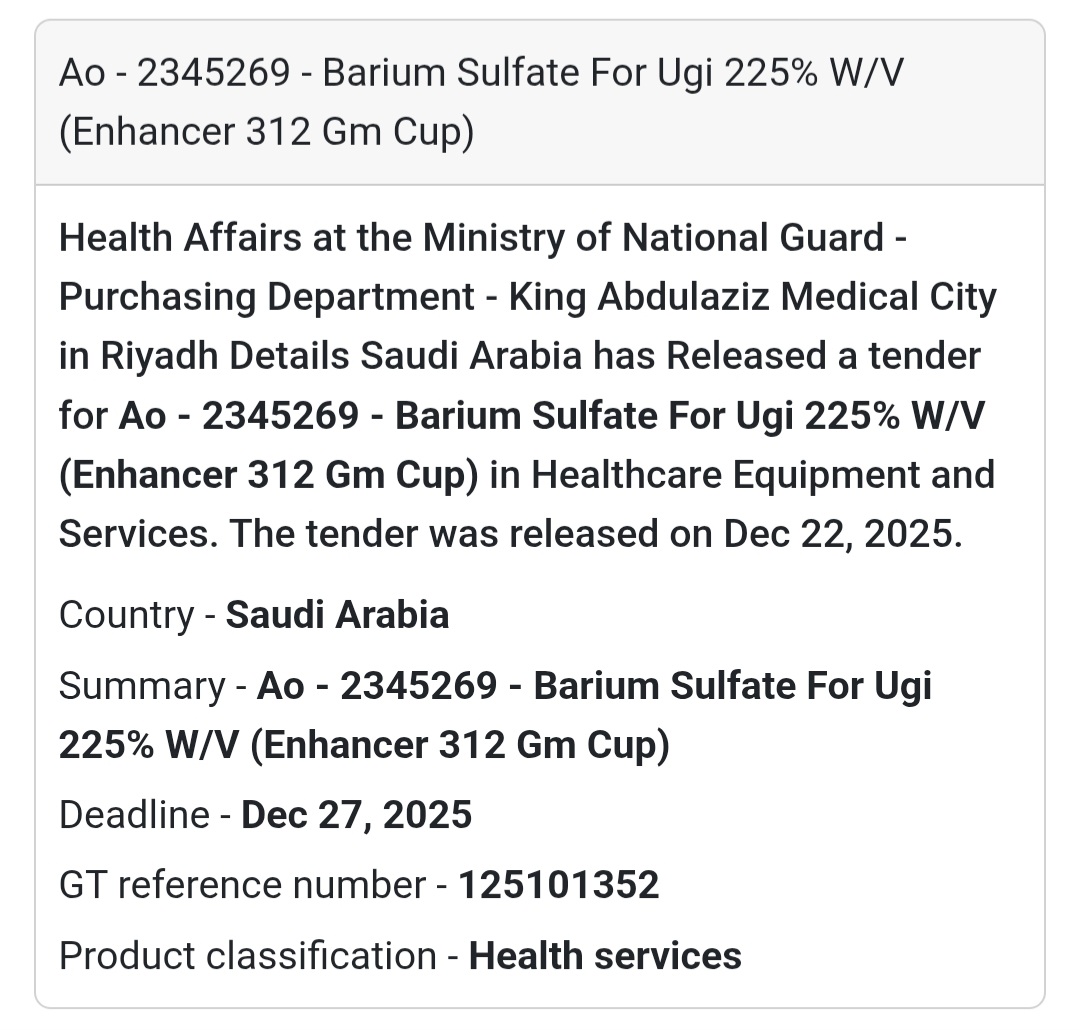 🧪 Radiology Consumables – Saudi Arabia 🇸🇦