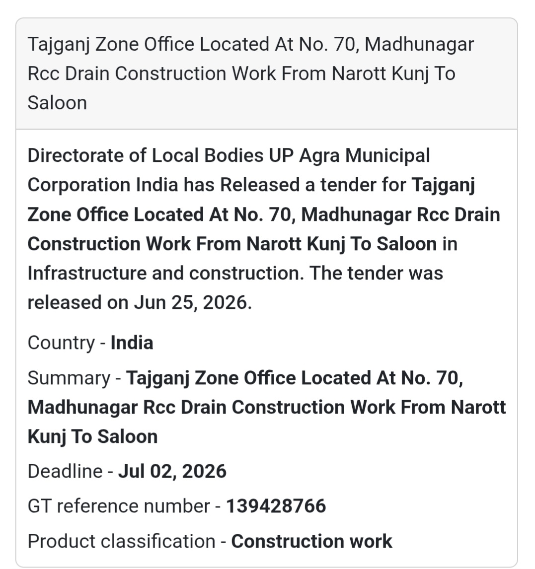 🌊 RCC Drain Construction | Tajganj Zone, Agra, Uttar Pradesh