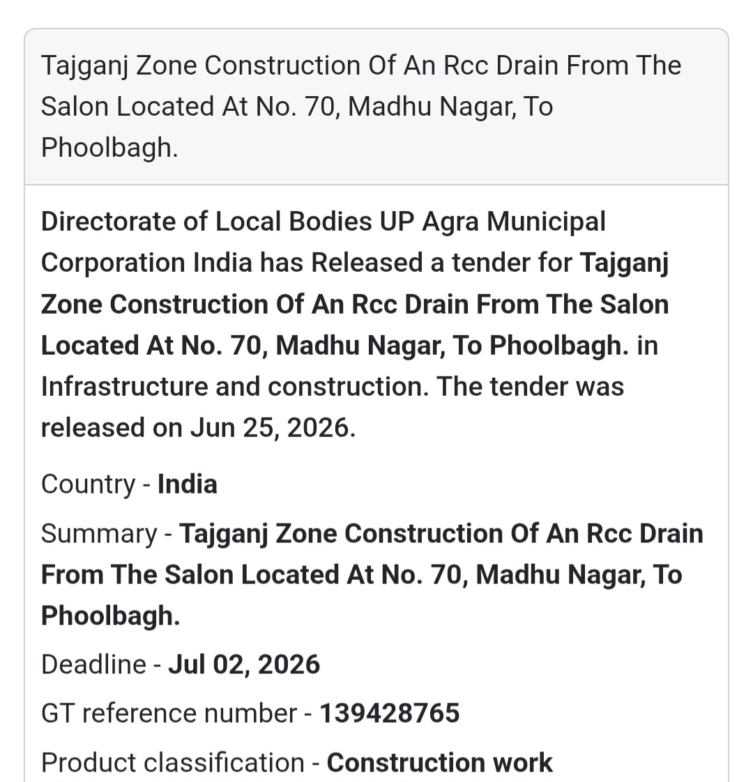 🌊 RCC Drain Construction | Tajganj Zone, Agra, Uttar Pradesh