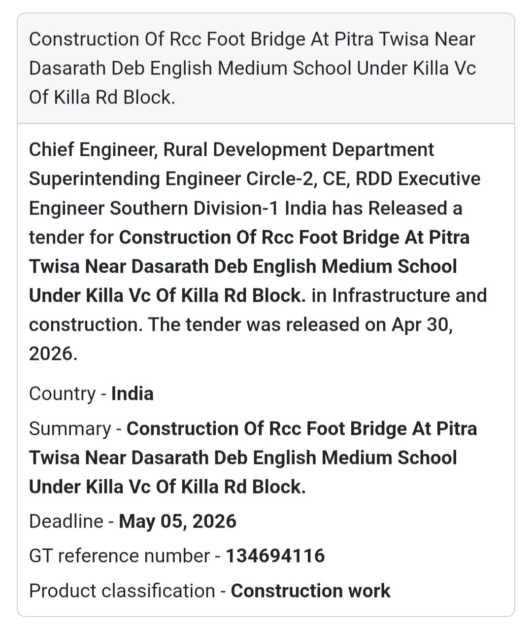 🌉 RCC Foot Bridge – Killa Block