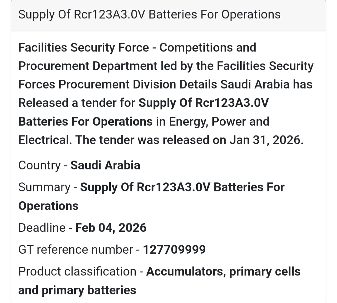 🔋 RCR123A 3.0V Batteries Supply