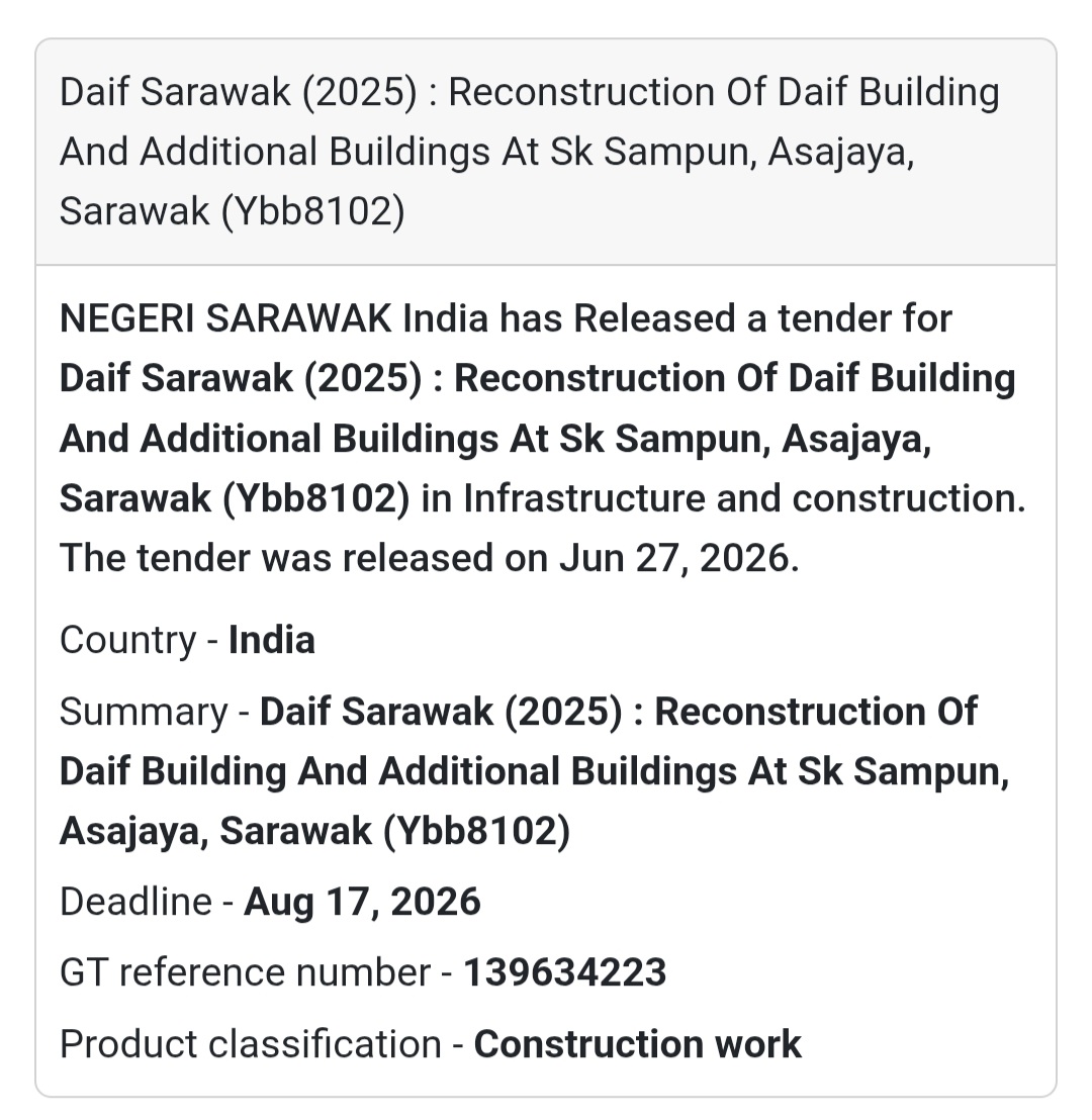 🏫 Reconstruction of Daif Building & Additional Buildings – SK Sampun, Asajaya, Sarawak (YBB8102)