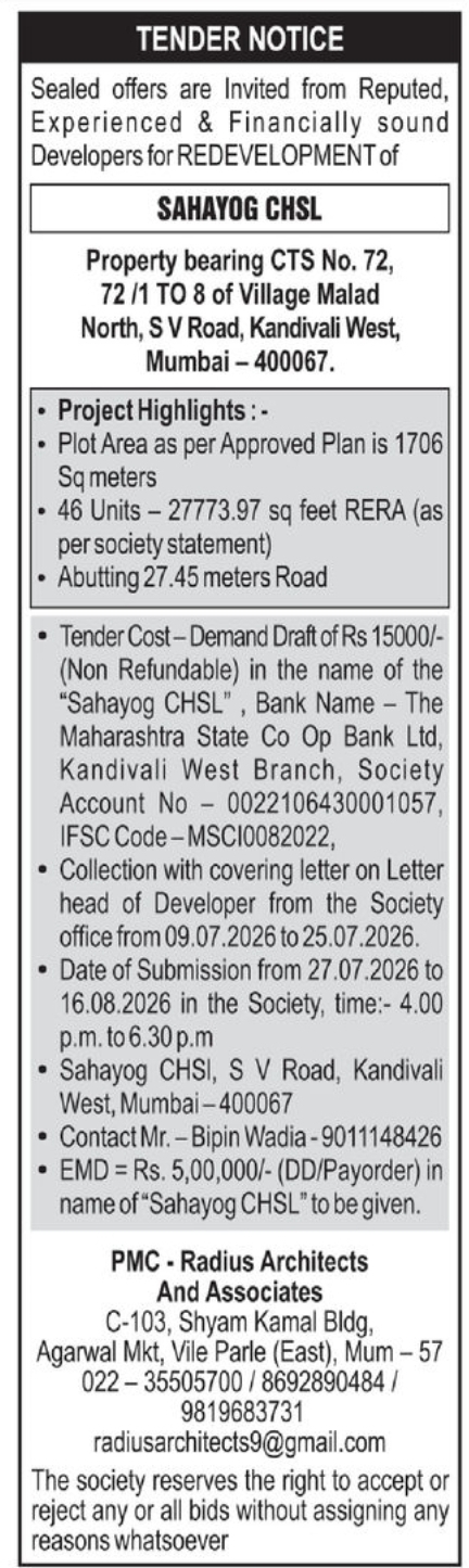 Redevelopment Tender Notice